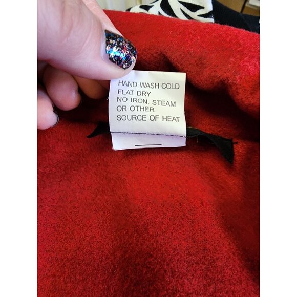 Bala Bala Jacket Women Medium Red Abstract Yarn Faux Wool Vintage Artsy - Picture 9 of 11